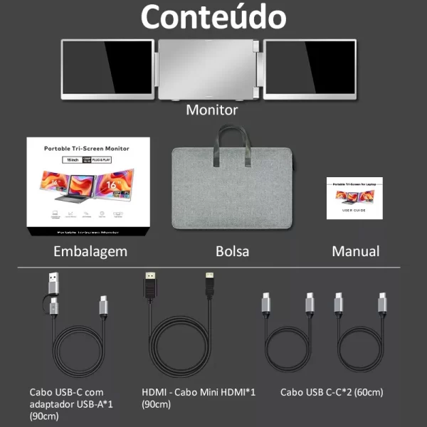 Extensor De Tela Para Laptop Monitor Portátil 1080p Fhd Vedo - Image 7